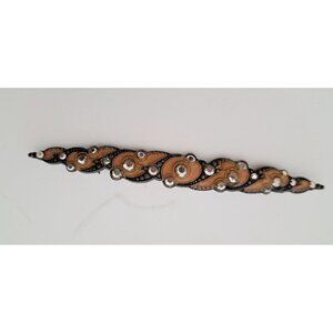 Vintage Ladies Slender Bar Brooch Pin Yellow Mustard 1980's